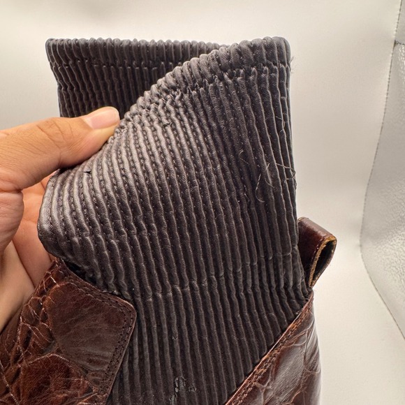 Louise et Cie Mens Brown Croc Embossed Leather Sock Ankle Boots Size 8.5M 39 main image 4
